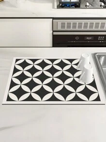 1入簡約風格黑白色咖啡機珪藻泥排水墊,柔軟橡膠排水墊,防滑超吸水耐磨洗碗乾燥墊,放在檯面上當餐墊或道具,庭院桌面裝飾,家居廚房用品 - 彩色 - 查看 4