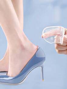 1 Pair Of Silicone Heel Patches, Anti-Friction Particles Invisible, Transparent Non-Slip, Soft, Adjustable Size - Clear - View 3