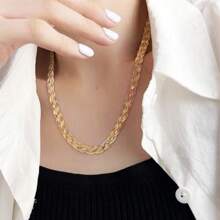 1 pieza Collar trenzado de cadena de plata de ley 925 brillante, cadena trenzada de 8 mm de ancho, adecuado para uso diario y de fiesta de mujeres, regalo de aniversario