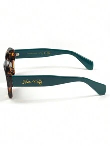 SHEEN KELLY 1pc Men's Tortoiseshell Geometric Square Thick Frame Fashion Glasses, Classic Stylish Glasses, Suitable For Outdoor Travel, Daily Wear, Gift, Boyfriend Gift - Dark Green - View 5