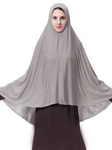 1pc Hooded  Style Solid Color Fashionable Batwing Abaya Dress With Big Hem - Multicolor - View 1