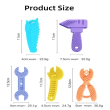 1 套鐵鎚、扳手、鉗子形狀嬰兒磨牙玩具,由柔軟耐熱矽膠製成 - 四件套 - 查看 8