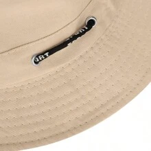 1入夏季男女通用時尚漁夫帽，帶有防風帶寬邊遮陽帽，適合海灘活動 - 卡其色 - 查看 3