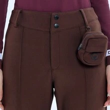 Design key Women's Golf Pants Slim Fit Trousers With Belt Loop And Pockets, Coffee With Accessory Hanging Bag - Coffee Brown - View 8