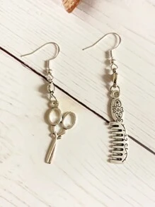 復古剪髮器懸掛式耳環哥特式有趣的耳飾,適用於理髮師首飾禮物 - 銀色 - 查看 3