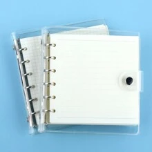 1 Juego De Cuaderno De Hojas Sueltas Cuadrado De Página Interior Transparente De Estilo Coreano A7 Con Cubierta De Carpeta De Clips De Hojas Sueltas Transparente + 80 Páginas Interiores - Color transparente A7 (cuadrícula) - Ver 7