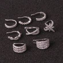 2024 Stainless Steel Imitation Ear Clip With Micro Inlaid Diamond Design For Non-Pierced Ears - Gold - View 5