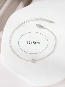 1 Miếng Đúng mốt Sang trọng Thanh lịch Lady Phong cách Vòng tay Với Giường đơn Zirconia , Tuyệt vời Qủa tặng Đối với Bạn gái Đến Tạo ra Bất ngờ Và Lãng mạn - Bạc - Xem 4