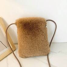 1 件纯色毛绒材质轻便、可折叠、大容量、磁扣手机包方形手提包，时尚简约风格，适合女性日常工作、度假、购物、户外活动。可用作单肩包或斜挎包。 - 卡其色 - 查看 2