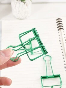 6pcs Large Size Simple Multifunctional Box Packed Colorful Clamp, Green Color, Portable Clipping Tool For Study And Office Use - Green - View 4