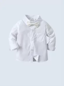 BOARNSEORL 3 件套年轻男孩绅士西装套装：长袖衬衫、背心和裤子，时尚有型，适合生日派对、晚宴、婚礼、花童装 - 白色 - 查看 6