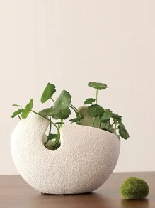 1 件水培陶瓷花盆，创意个性化浇水植物花瓶容器，室内插花家居装饰，办公桌装饰品，室内植物容器 - 白色 - 查看 3