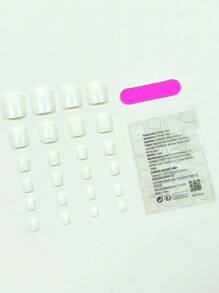 Bộ 24 móng tay giả màu trơn kiểu Pháp đơn giản và thời trang được thiết kế sẵn và tự dán, thích hợp cho học sinh, tiệc tùng, tiệc khiêu vũ, mua sắm, hẹn hò và mặc hàng ngày, khoe đôi chân trắng. Nhấn vào móng tay Đồ dùng làm móng chân - trắng - Xem 2