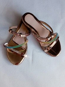 Sandália 2 em 1 Rasteira Flat Strass  Brilhante Elegante Infantil Multicores