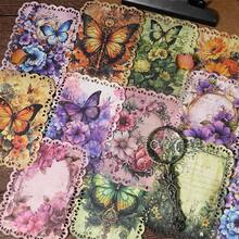 20pcs/Pack Vintage Botanical Floral & Butterfly Design Material Paper For Planner - Pink - View 7