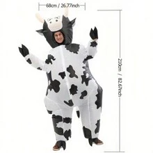 1pc Cute Inflatable Cow Costume Blowing Up Costume Performance Props Full Body Wear-On Costumes Easter Theme Farm Party Costumes - Black and White - View 3