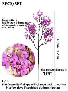 3PCS Artificial Babysbreath Flowers Bouquet Wedding Decoration, Home, Dining Room, Bedroom, Vase Decoration, Holiday Birthday Party Accessories, Wedding Scene Scenery Decoration, Flowers, Valentine's Day Gifts, New Year DIY Materials, Valentine Day, Gift Graduation