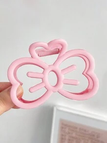 甜美可爱的女士蝴蝶结发夹，大号发爪发夹，适合盘发，发饰可爱情人节 - 粉色 - 查看 2