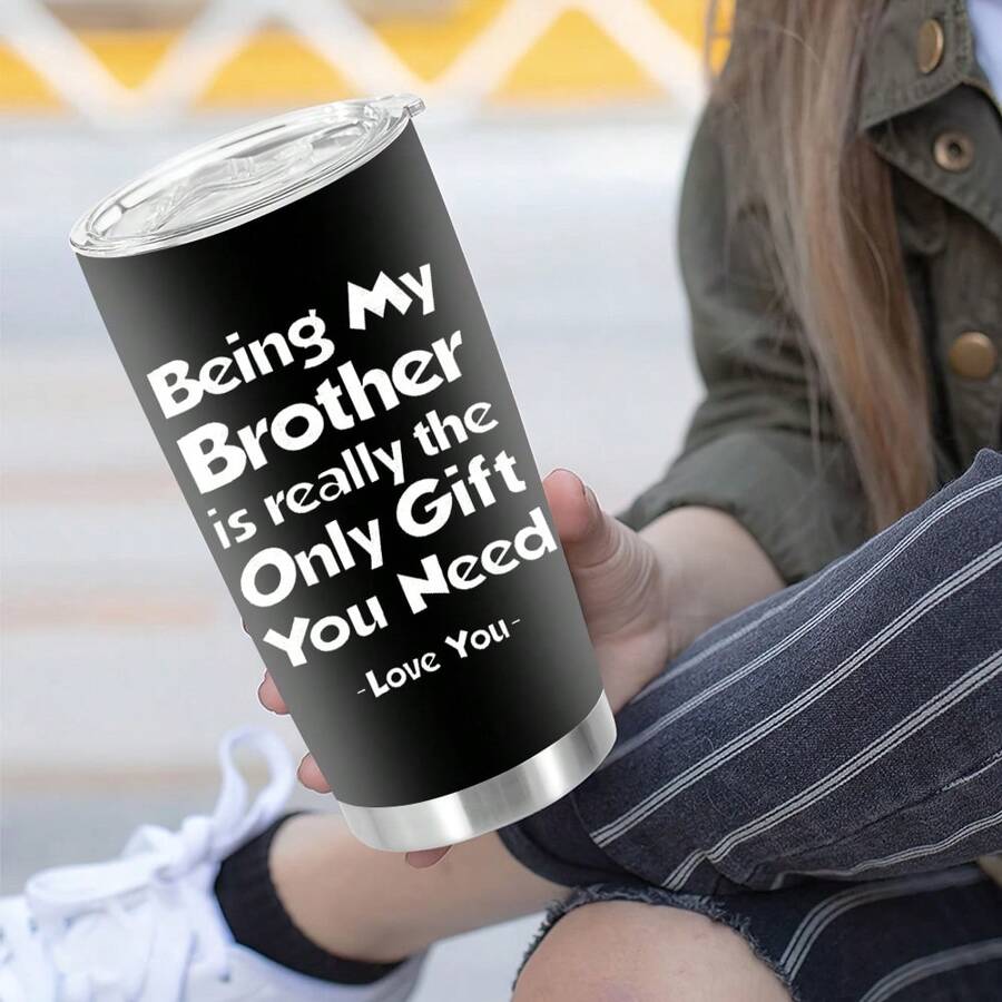 1入20oz雙層不鏽鋼保溫杯,“做我兄弟是你唯一需要的禮物”英文字母杯,表達對兄弟的愛,是送給好兄弟最好的生日禮物和新年禮物 - Being MY Brother - 查看 1