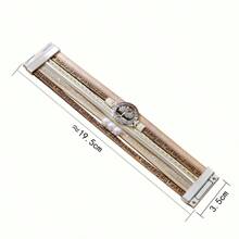 HX Inspirational Women's Multi-Layered Life Tree Design Leather Bracelet With Wide Cuffs & Gift Package - Khaki - View 2