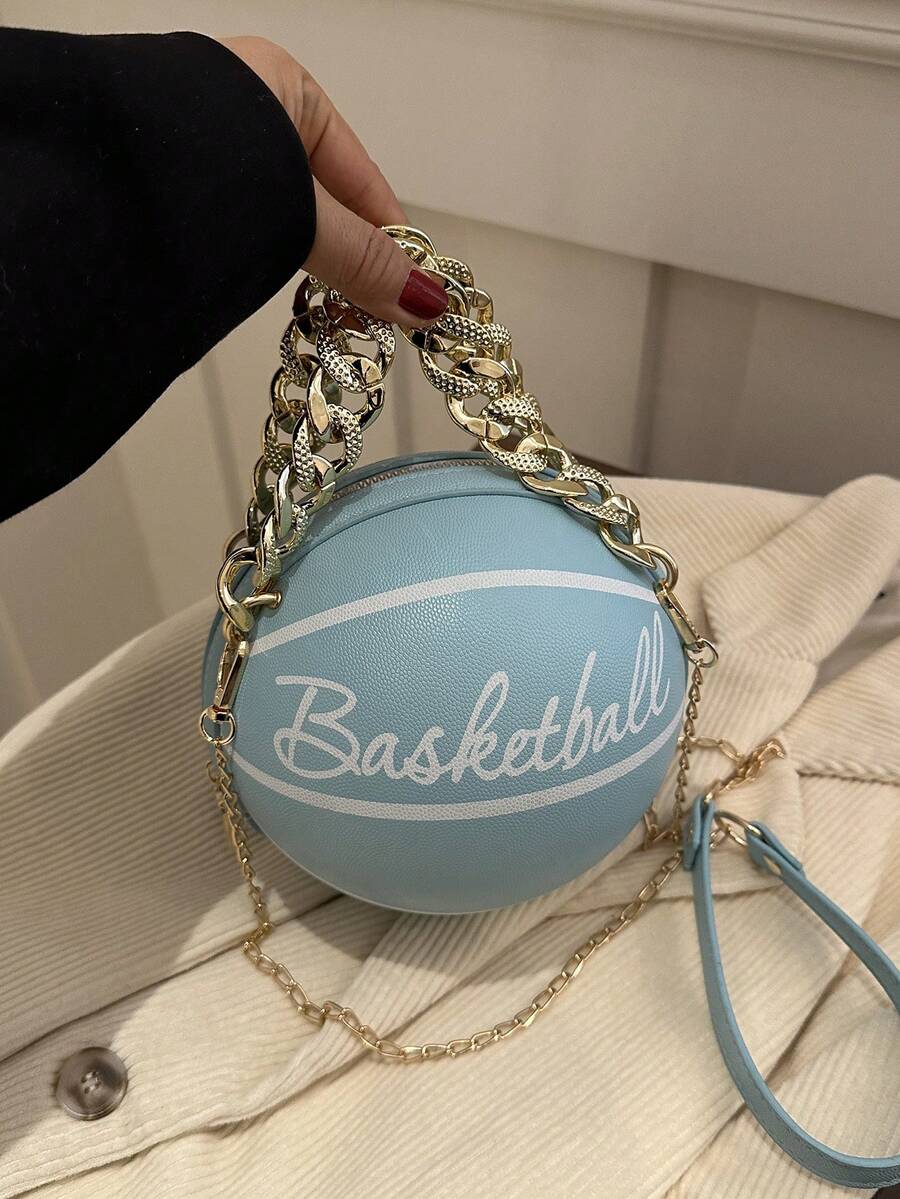 女士小型手提pu球形包 - 藍色 - 查看 1