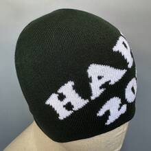 1頂 2024年男女皆宜的彩色y2k針織圖案無邊帽,保暖的嘻哈街頭風格戶外運動蓋頭帽,適宜日常穿戴 - 墨綠色 - 查看 3