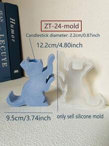 1個貓型蠟燭支架,矽膠模具,帶香味,可裝飾水泥、樹脂、黏土等材料 - ZT-24-mold - 查看 2