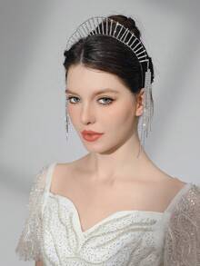 1入優雅的鑽石長流蘇設計髮帶,適用於 Cos Party、婚禮和禮物,時尚裝飾女士髮飾