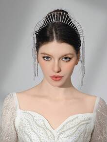 1入優雅的鑽石長流蘇設計髮帶,適用於 Cos Party、婚禮和禮物,時尚裝飾女士髮飾