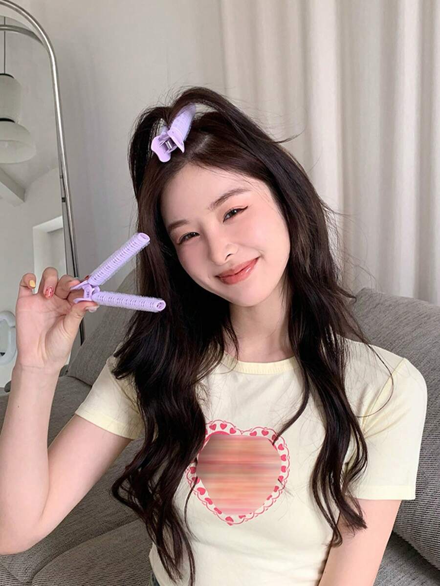 4入組髮根蓬鬆夾劉海造型夾髮夾髮飾捲髮器無熱捲曲鳄魚造型者 - 紫色 - 查看 1