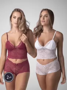 Women Sexy Lingerie Sets - 酒紅色 - 查看 1