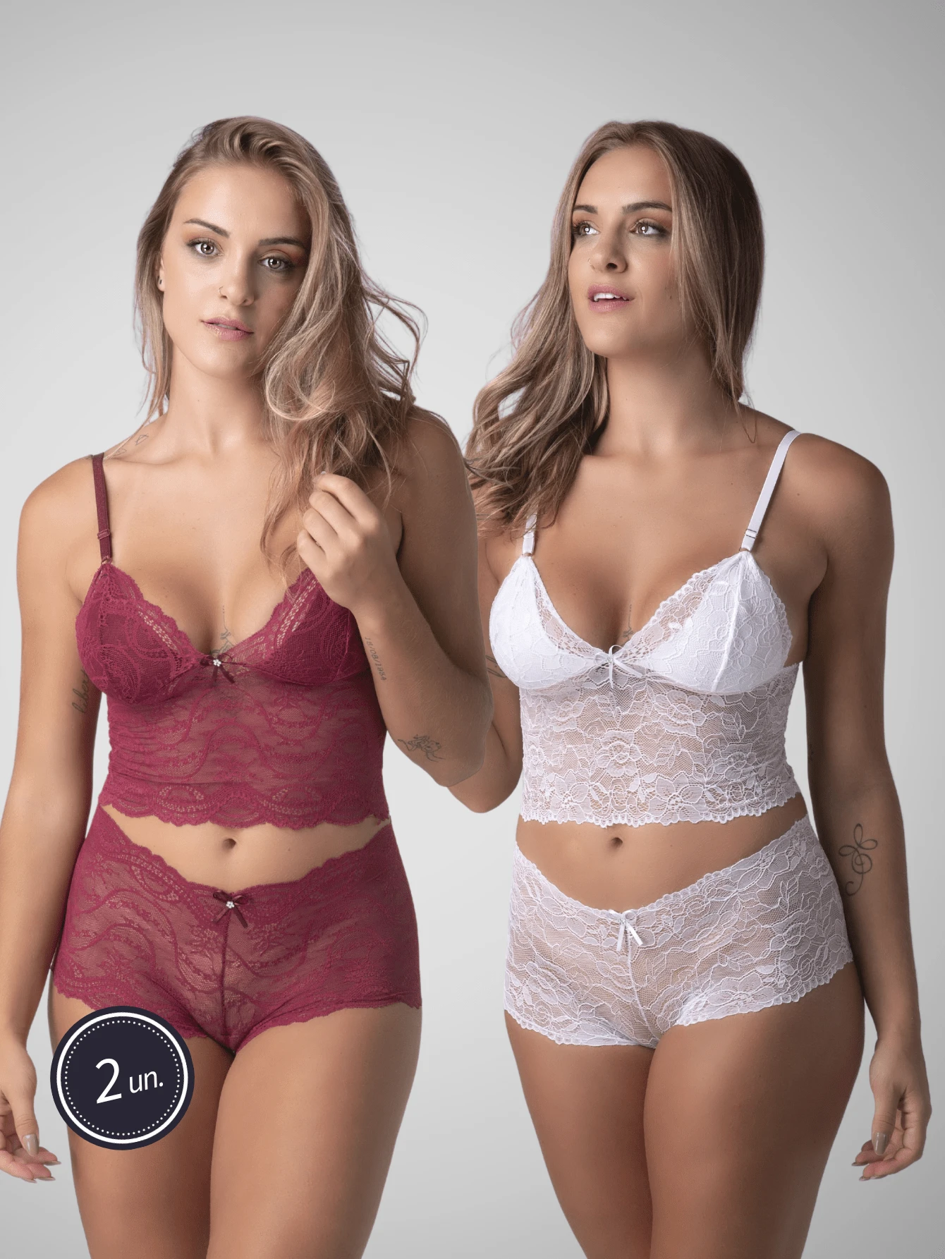 Women Sexy Lingerie Sets - 酒紅色 - 查看 1