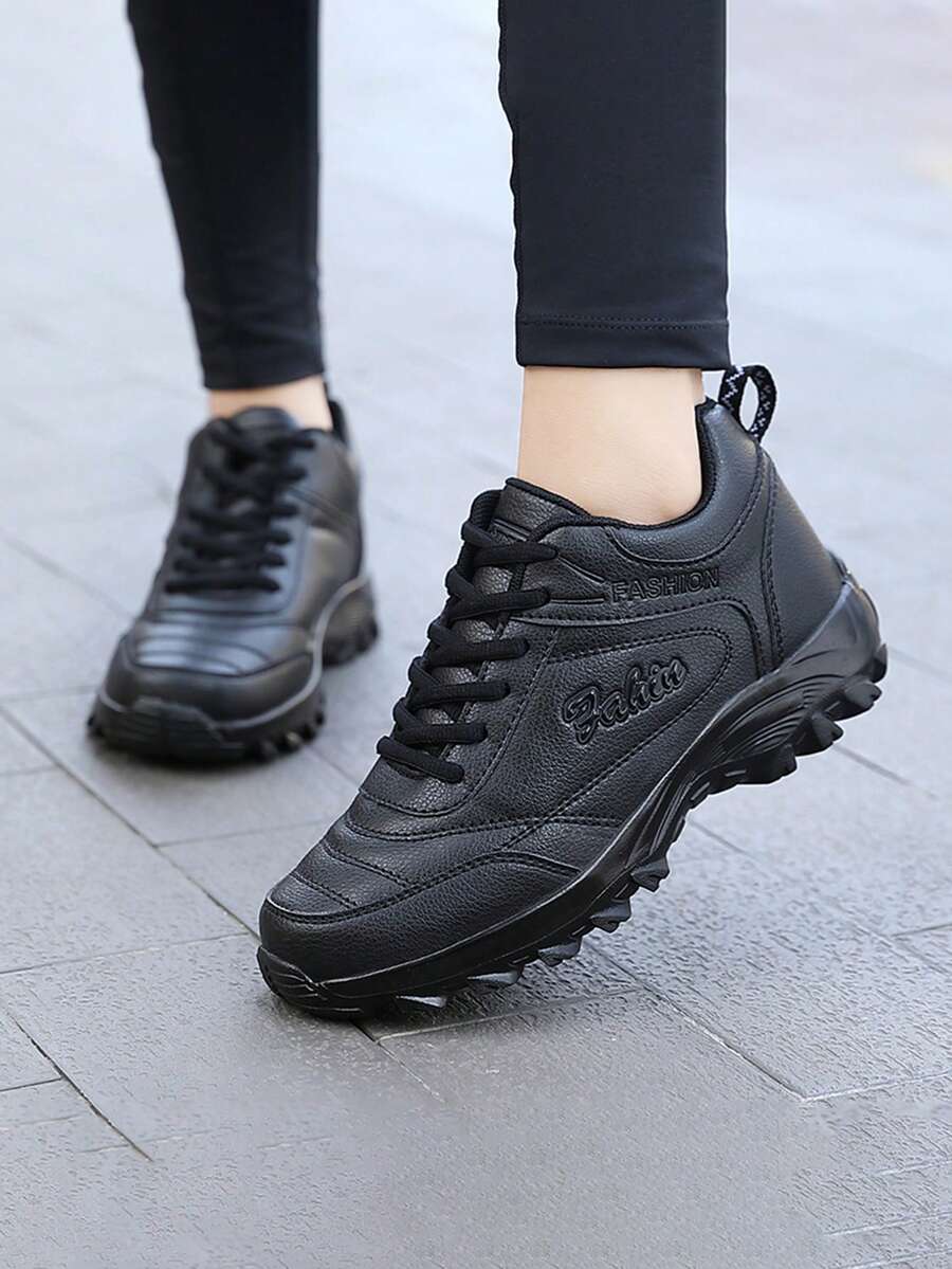 2024 New Style 's Leather Waterproof Windproof Slip-Resistant Comfortable Casual Sports Shoes - Black - View 1