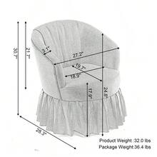 Practical Linen Barrel Chair With Metal Frame And Swivel Base For Living Room And Bedroom - 黃色 - 查看 6
