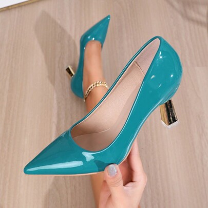 European And American Fashionable High Heels For Women, New 2023 Four Season Models With And Noble Feelings, Pointed Toe And Slight Chunky Heels Low Vamp Flat Shoes