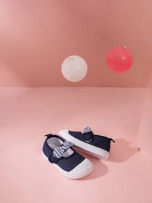 GENGASUN 兒童帆布鞋,兒童保護足趾休閒鞋,帶蝴蝶結的女孩男孩舒適運動鞋,柔軟底部運動鞋 - 藏蓝色 - 查看 6