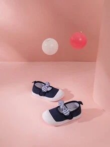 GENGASUN 兒童帆布鞋,兒童保護足趾休閒鞋,帶蝴蝶結的女孩男孩舒適運動鞋,柔軟底部運動鞋 - 藏蓝色 - 查看 8