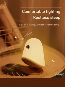 白噪聲睡眠伴侶燈/夜燈/矽膠床頭燈/卡通可愛鳥燈/充電桌燈/多種內置音樂/可遙控,情人節禮物 - 白色 - 查看 3