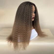 Import Synthetic Fiber Wig Short Natural Wave Wigs Middle Part Synthetic Hair Wig 20 Inch Natural Soft Hair Low Temperature Fiber Hair Wigs For Women Daily Party Use - Ombre - View 4