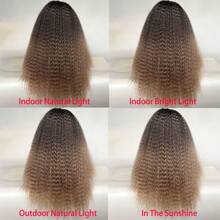 Import Synthetic Fiber Wig Short Natural Wave Wigs Middle Part Synthetic Hair Wig 20 Inch Natural Soft Hair Low Temperature Fiber Hair Wigs For Women Daily Party Use - Ombre - View 9