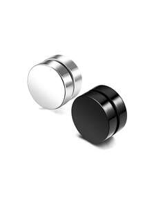 2 Miếng 5 Màu sắc Punk Thép không gỉ Nam Nam châm Tai Kẹp Nghiên cứu Bộ Không xuyên Hoa tai Đồ trang sức Qủa tặng - tròn - Xem 4