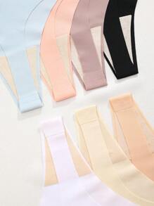 FINETOO 7 piezas Tangas cómodos y sin costuras con cintura en V de unicolor, de tiro bajo, para mujeres - Multicolor - Ver 5
