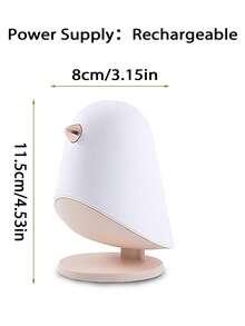 白噪聲睡眠伴侶燈/夜燈/矽膠床頭燈/卡通可愛鳥燈/充電桌燈/多種內置音樂/可遙控,情人節禮物 - 白色 - 查看 2