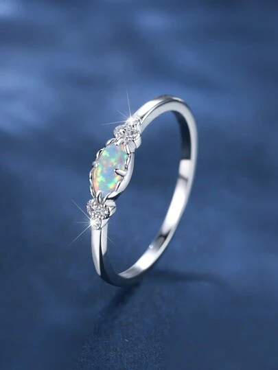 Opal Decor Sterling Silver Ring