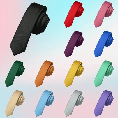 1 件女士经典纯色 4 厘米（1.58 英寸）窄款百搭真丝斜纹领带，时尚高端手工缎面领带，适合正式商务、毕业典礼、婚礼仪式等场合配饰女士