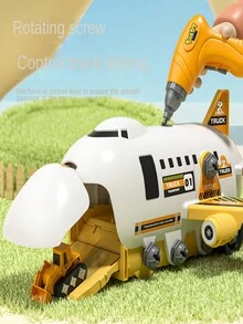 Disassembly Assembly Storage Ejection Airplane Engineering Press Ejection Track Alloy Car Road Sign Screwdriver Boy Model Toy - Yellow - View 4