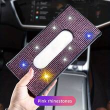 汽車面紙盒設有贈品面紙,遮陽板紙巾收納架,豪華pu皮革後排面紙盒,面紙購買/盒 - 粉色 - 查看 1