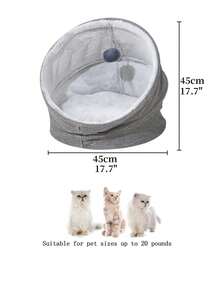 1件可攜式淺灰色寵物床,適用於20磅以下的貓狗,尺寸45x45cm - 灰色 - 查看 7
