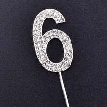 1入數字形狀合金鑲鑽蛋糕插件,適用於生日、婚禮主題裝飾 - 彩色 - 查看 5