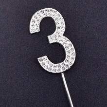 1入數字形狀合金鑲鑽蛋糕插件,適用於生日、婚禮主題裝飾 - 彩色 - 查看 7